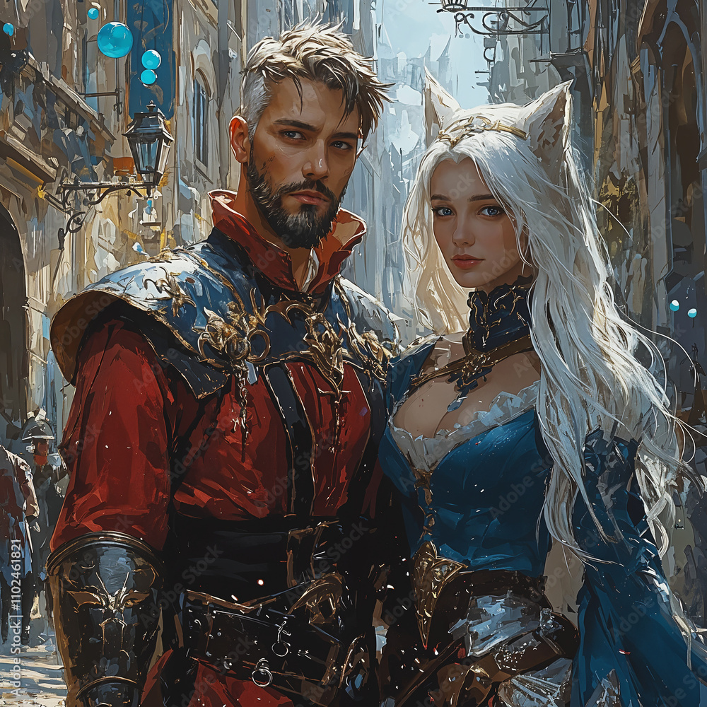 Obraz premium Enchanted Allies: A Tale of Magic and Loyalty. Generative AI