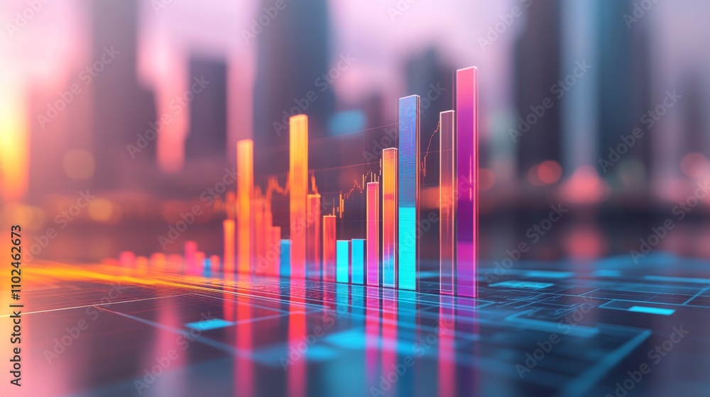 Abstract Digital Chart Display in Modern City Environment Abstract Digital Chart Display in Modern City Environment