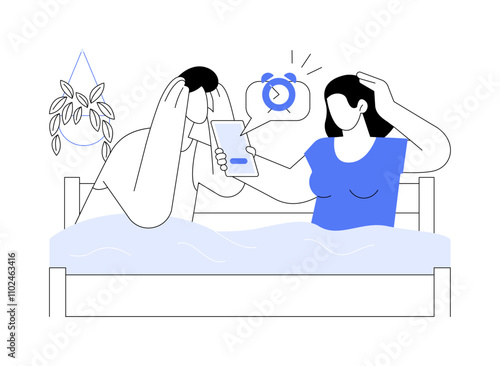 Oversleeping isolated cartoon vector illustrations.