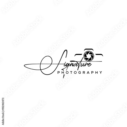 Handwritten Signature photography Font Calligraphy Logotype Script Font Type Font lettering with camera icon vector  design