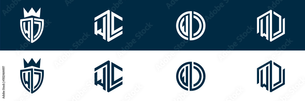 WC CW letter logo set design WC CW letter logo set design