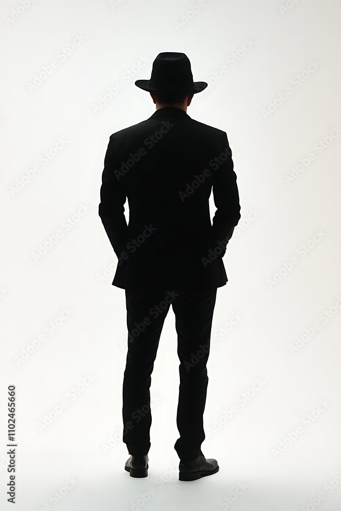 A man silhouette isolated full-body the protagonist character in an ...
