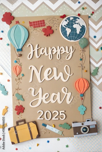 Joyful 3D Paper Art Celebration: Welcoming the New Year 2025 with a Journey