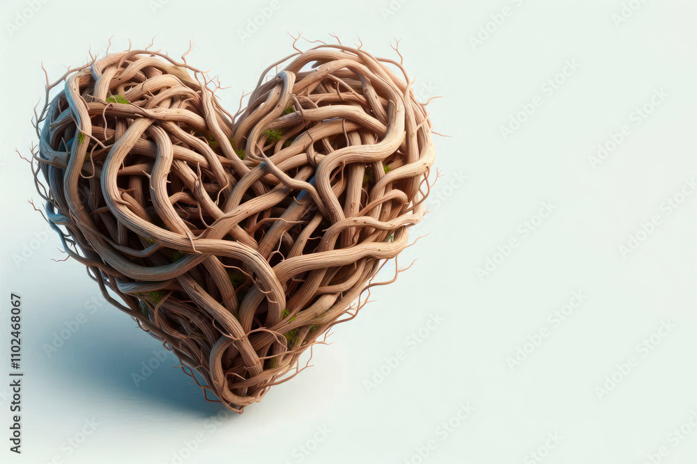 A heart of intertwined branches. Space for text. A heart of intertwined branches. Space for text.