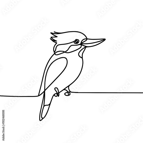 Kookaburra line art illustration on transparent background for Australia Day and animal lovers