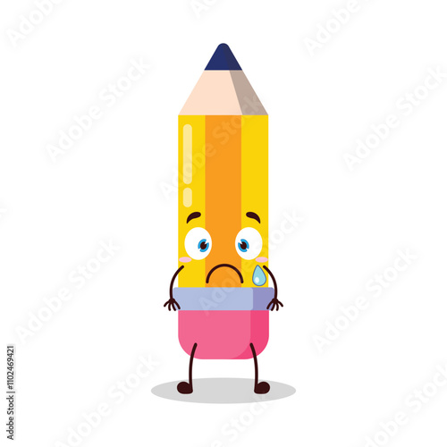 cute nervous expression of pencil cartoon character