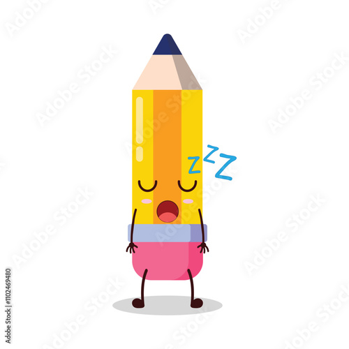 cute rest expression of pencil cartoon character