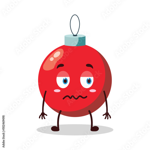 cute grumpy expression of Christmas ball cartoon character