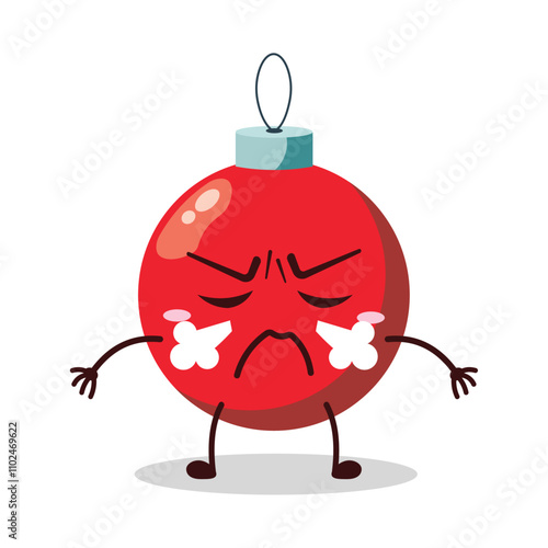 cute furious expression of Christmas ball cartoon character
