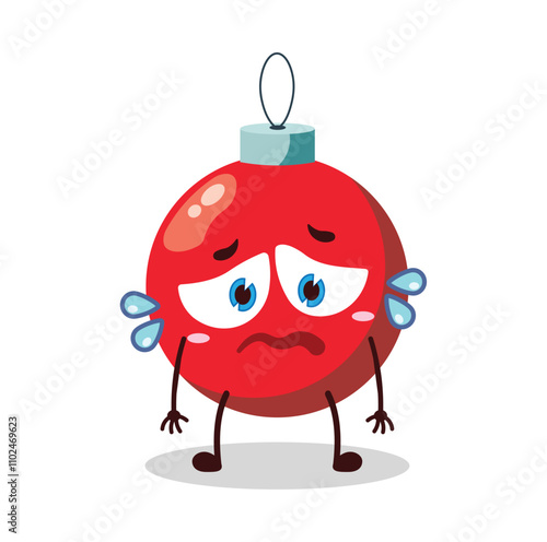 cute depressed expression of Christmas ball cartoon character