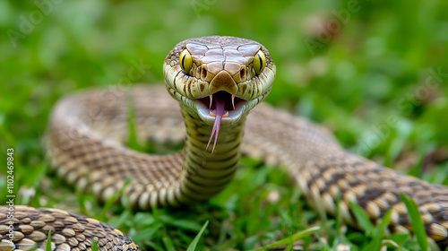 Dangerous venomous snake in the grass