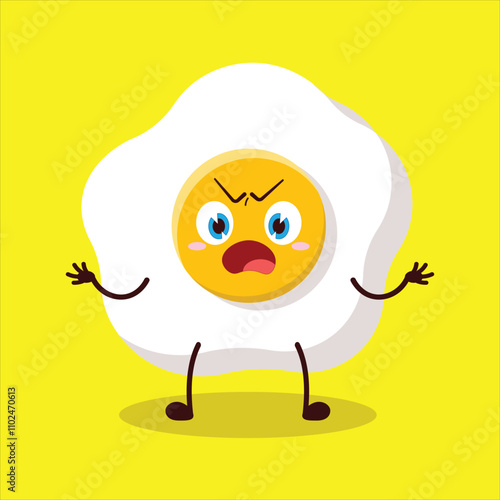 cute why expression of fried egg cartoon character