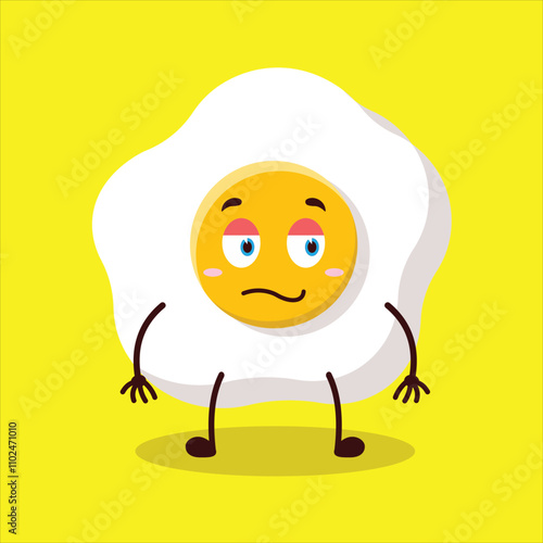 cute silent expression of fried egg cartoon character