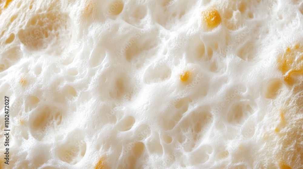 Detailed texture of white bread with a horizontal composition.
Detailed texture of white bread with a horizontal composition.
