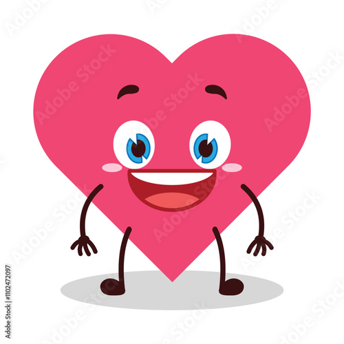 cute happy expression of heart cartoon character