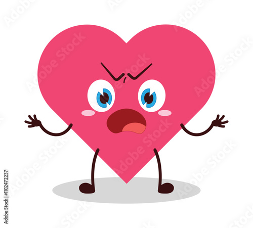 cute why expression of heart cartoon character