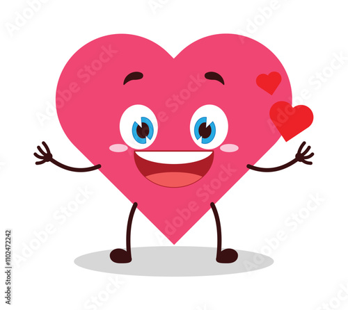 cute fall in love expression of heart cartoon character