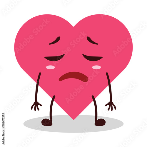 cute bored expression of heart cartoon character