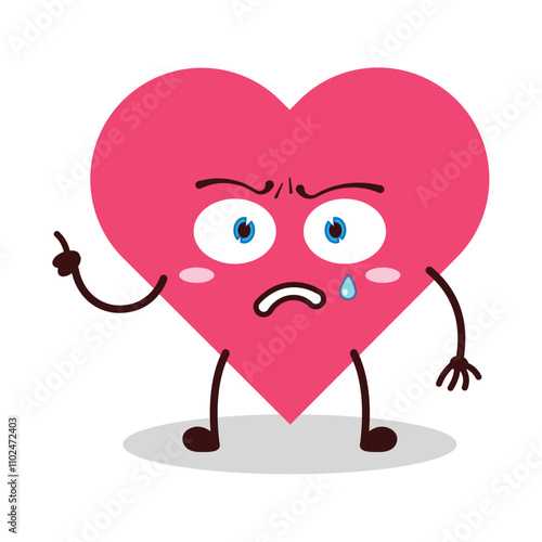 cute weird expression of heart cartoon character