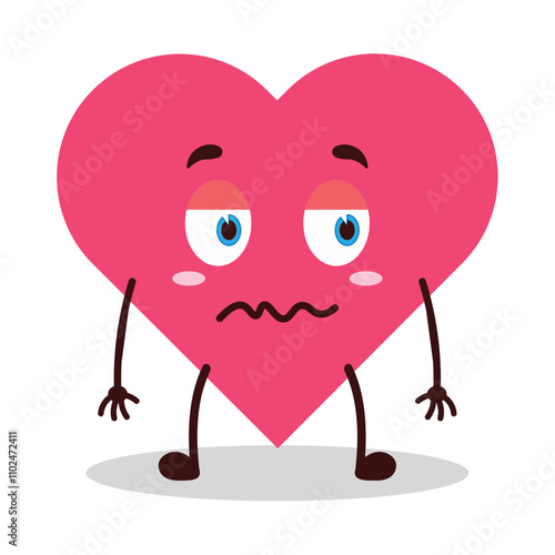 cute nope expression of heart cartoon character