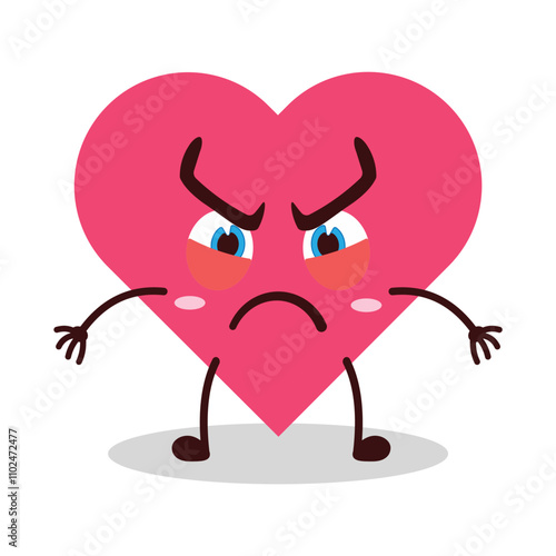 cute provoked expression of heart cartoon character