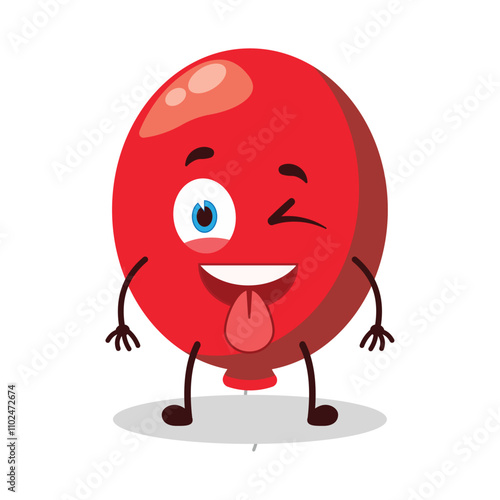 cute teased expression of red balloon cartoon character