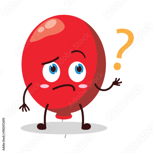 cute curious expression of red balloon cartoon character