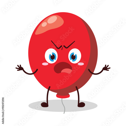 cute why expression of red balloon cartoon character
