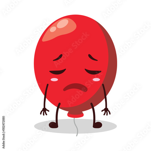 cute tired expression of red balloon cartoon character
