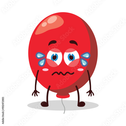 cute upset expression of red balloon cartoon character