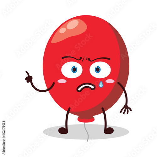 cute weird expression of red balloon cartoon character