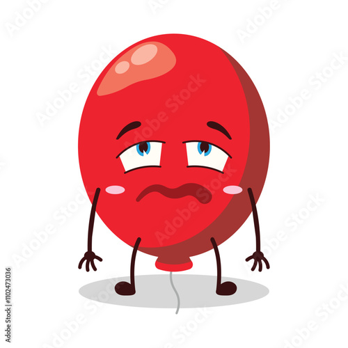 cute bored expression of red balloon cartoon character