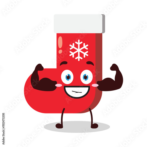 cute masculine healthy athlete expression of Christmas sock cartoon character