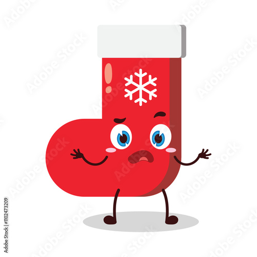 cute don't know expression of Christmas sock cartoon character