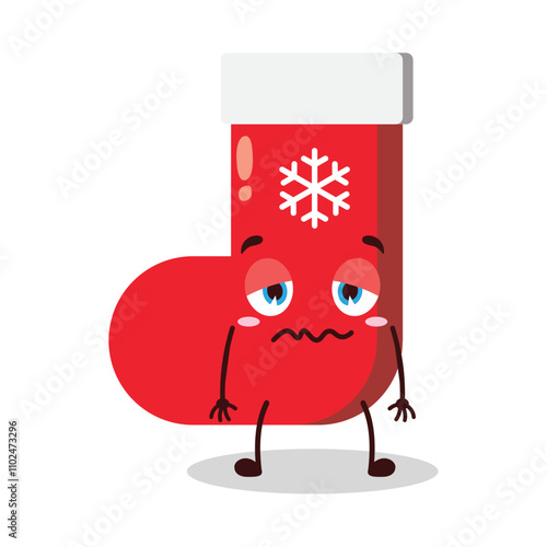 cute nope expression of Christmas sock cartoon character