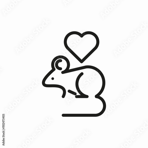 mouse love icon sign vector