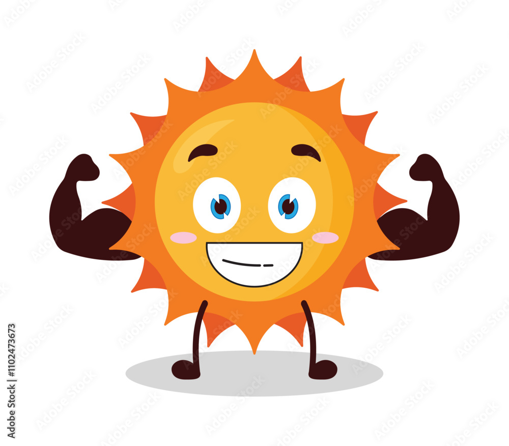 Fototapeta premium cute masculine healthy athlete expression of sun cartoon character