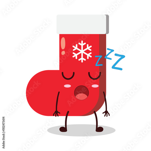 cute rest expression of Christmas sock cartoon character