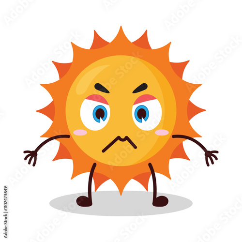 cute irritated expression of sun cartoon character