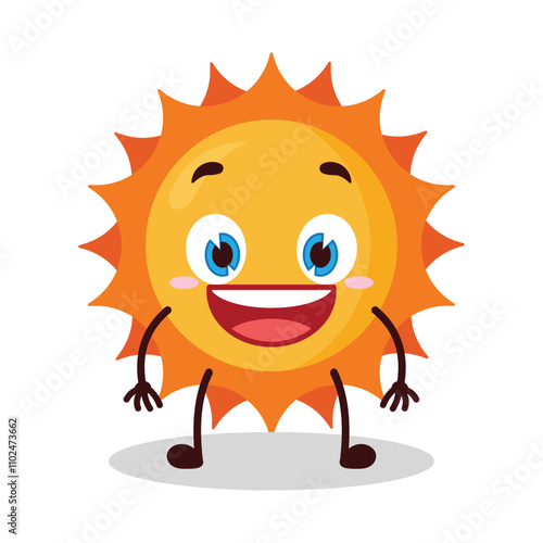 cute happy expression of sun cartoon character