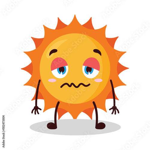cute nope expression of sun cartoon character