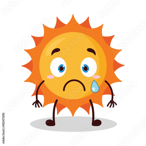 cute nervous expression of sun cartoon character