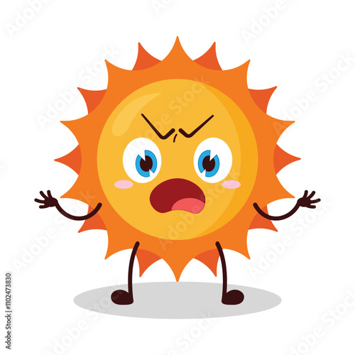 cute why expression of sun cartoon character