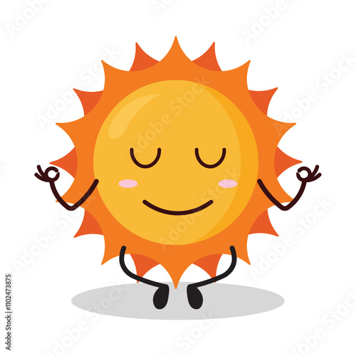 cute yoga expression of sun cartoon character