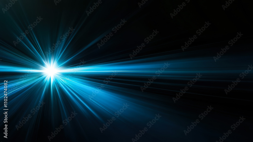 A breathtaking view of blue light rays shining across a serene surface at twilight A breathtaking view of blue light rays shining across a serene surface at twilight