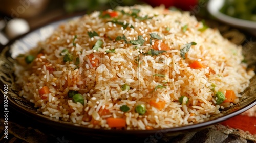 Colorful Vegetable Fried Rice with Seasonal Ingredients and Herbs