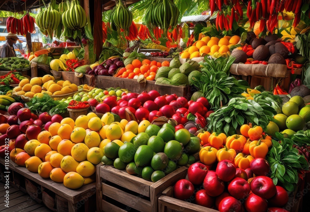 colorful display vibrant fruits vegetables beautifully arranged fresh layout showcasing their natural splendor diversity, arrangement, harvest, seasonal colorful display vibrant fruits vegetables beautifully arranged fresh layout showcasing their natural splendor diversity, arrangement, harvest, seasonal