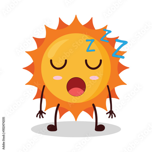 cute rest expression of sun cartoon character