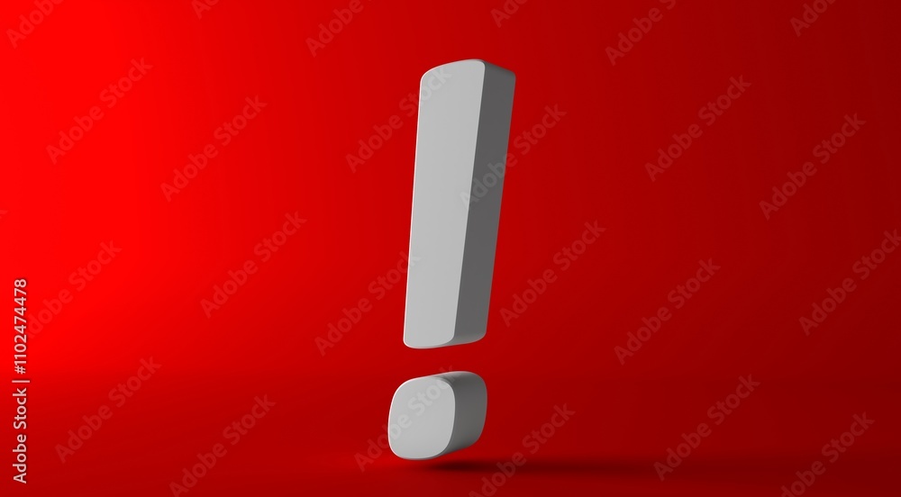 Big white exclamation mark on red background. Exclamation icon isolated. Big white exclamation mark on red background. Exclamation icon isolated.