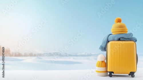 Cozy Winter Travel Essentials: A Bright Yellow Suitcase and Accessories